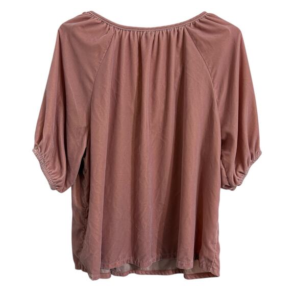 Suede/Velvet Pink Flowy Fairy Whimsical Top Shirt V-Neck Y2K Style Preppy Chic M - Picture 3 of 7